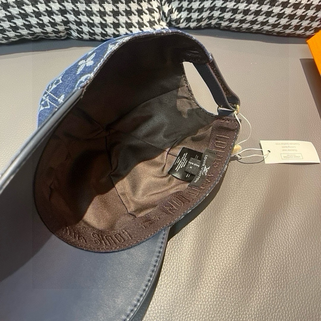 配盒子布袋LV路易威登新款原单棒球帽牛皮压花1:1开模订制原版牛仔布料做工细致完美质量超赞基础头围56贴