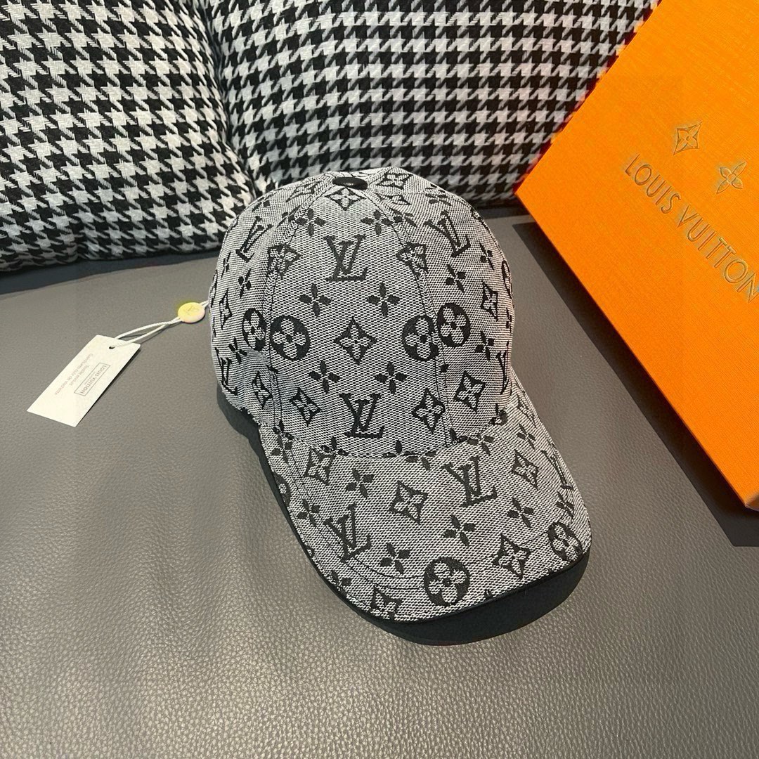 配盒子布袋LV路易威登新款原单棒球帽LV牛仔提花专柜1:1开模订制原版帆布面料+头层牛皮轻盈透气！质量超
