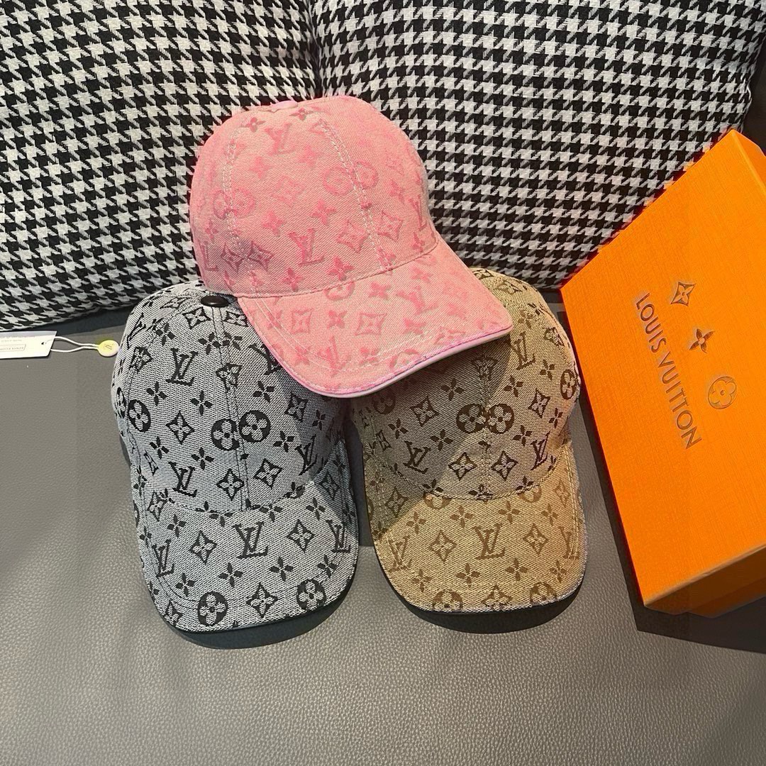 配盒子布袋LV路易威登新款原单棒球帽LV牛仔提花专柜1:1开模订制原版帆布面料+头层牛皮轻盈透气！质量超