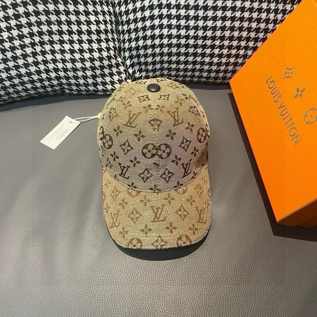 配盒子布袋LV路易威登新款原单棒球帽LV牛仔提花专柜1:1开模订制原版帆布面料+头层牛皮轻盈透气！质量超