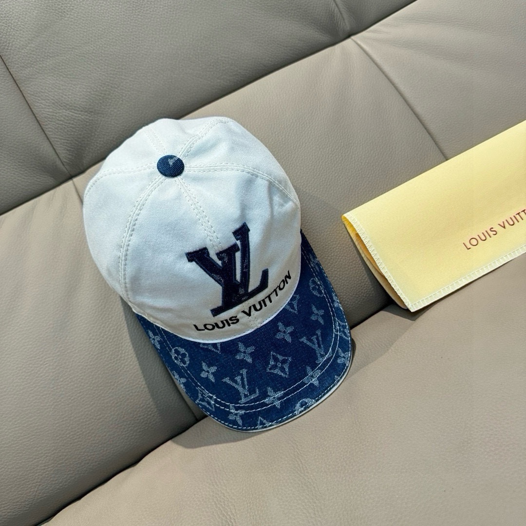 新款出货！配盒子布袋LV路易威登新款原单棒球帽老花拼接1:1开模订制原版纯棉布料+专柜老花布做工细致完美