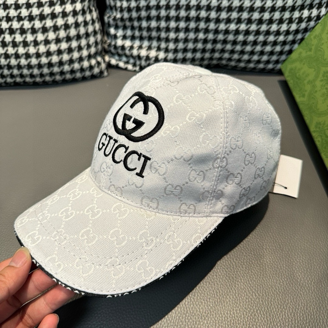 配盒子布袋Gucci古奇新款原单棒球帽GUCCI刺绣1:1开模订制重工刺绣细节可媲美专柜原版帆布料+头层