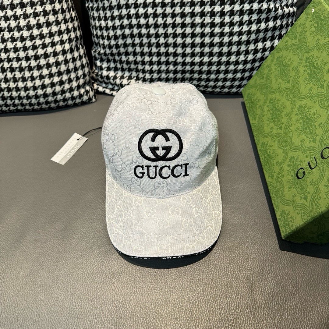 配盒子布袋Gucci古奇新款原单棒球帽GUCCI刺绣1:1开模订制重工刺绣细节可媲美专柜原版帆布料+头层