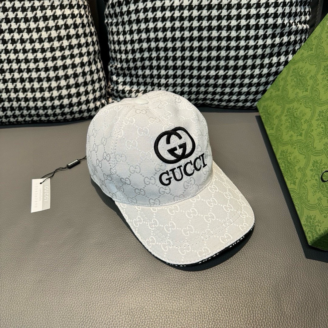 配盒子布袋Gucci古奇新款原单棒球帽GUCCI刺绣1:1开模订制重工刺绣细节可媲美专柜原版帆布料+头层