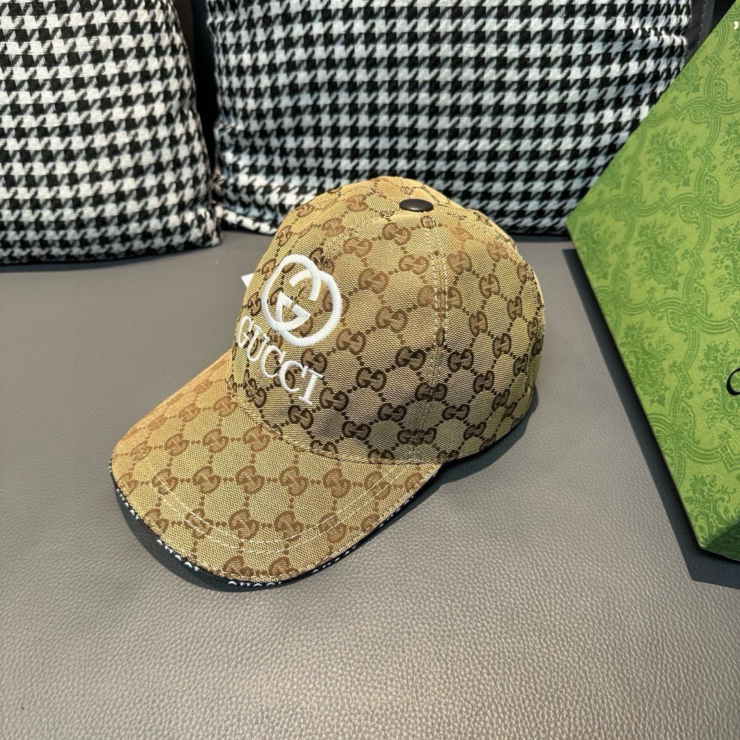 配盒子布袋Gucci古奇新款原单棒球帽GUCCI刺绣1:1开模订制重工刺绣细节可媲美专柜原版帆布料+头层