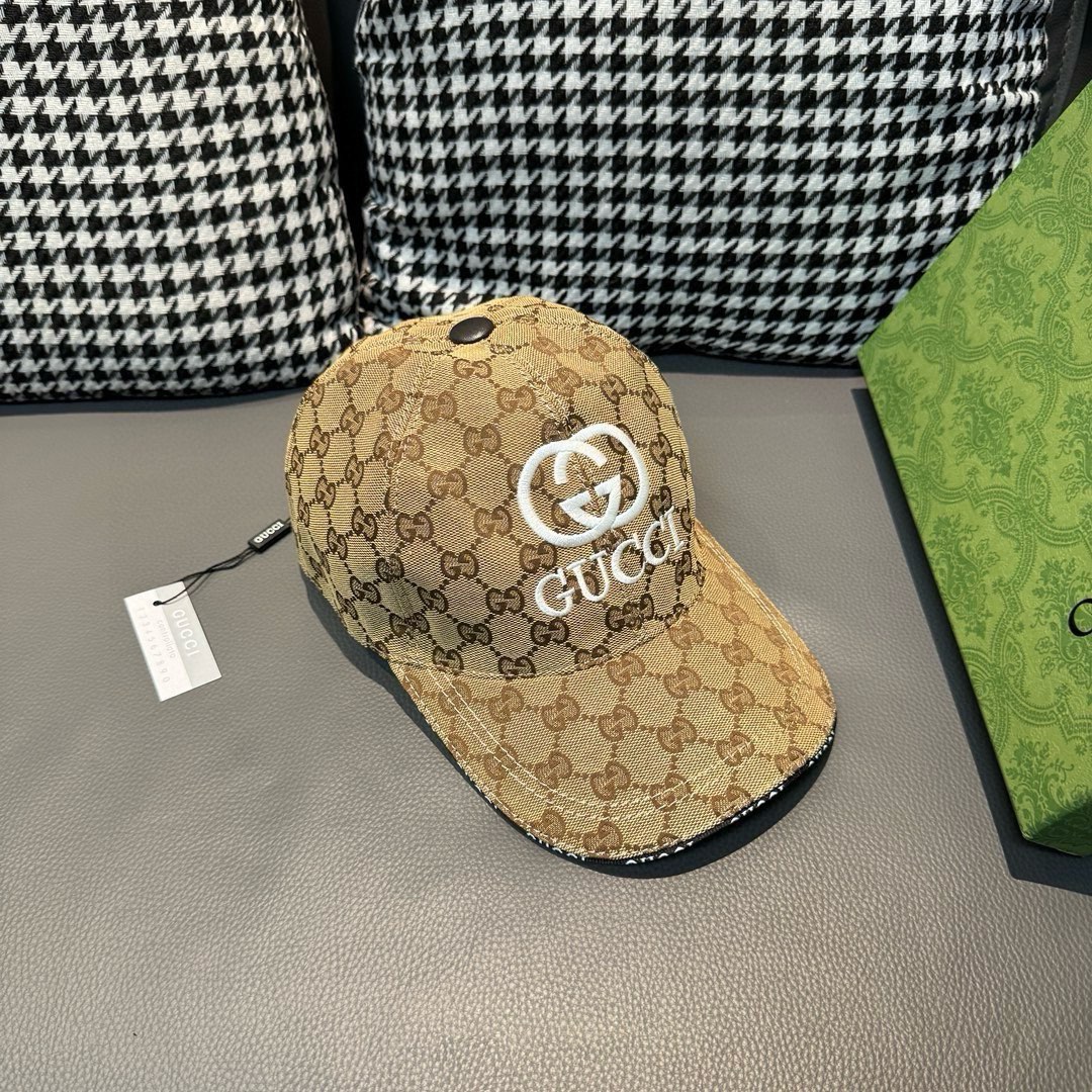 配盒子布袋Gucci古奇新款原单棒球帽GUCCI刺绣1:1开模订制重工刺绣细节可媲美专柜原版帆布料+头层