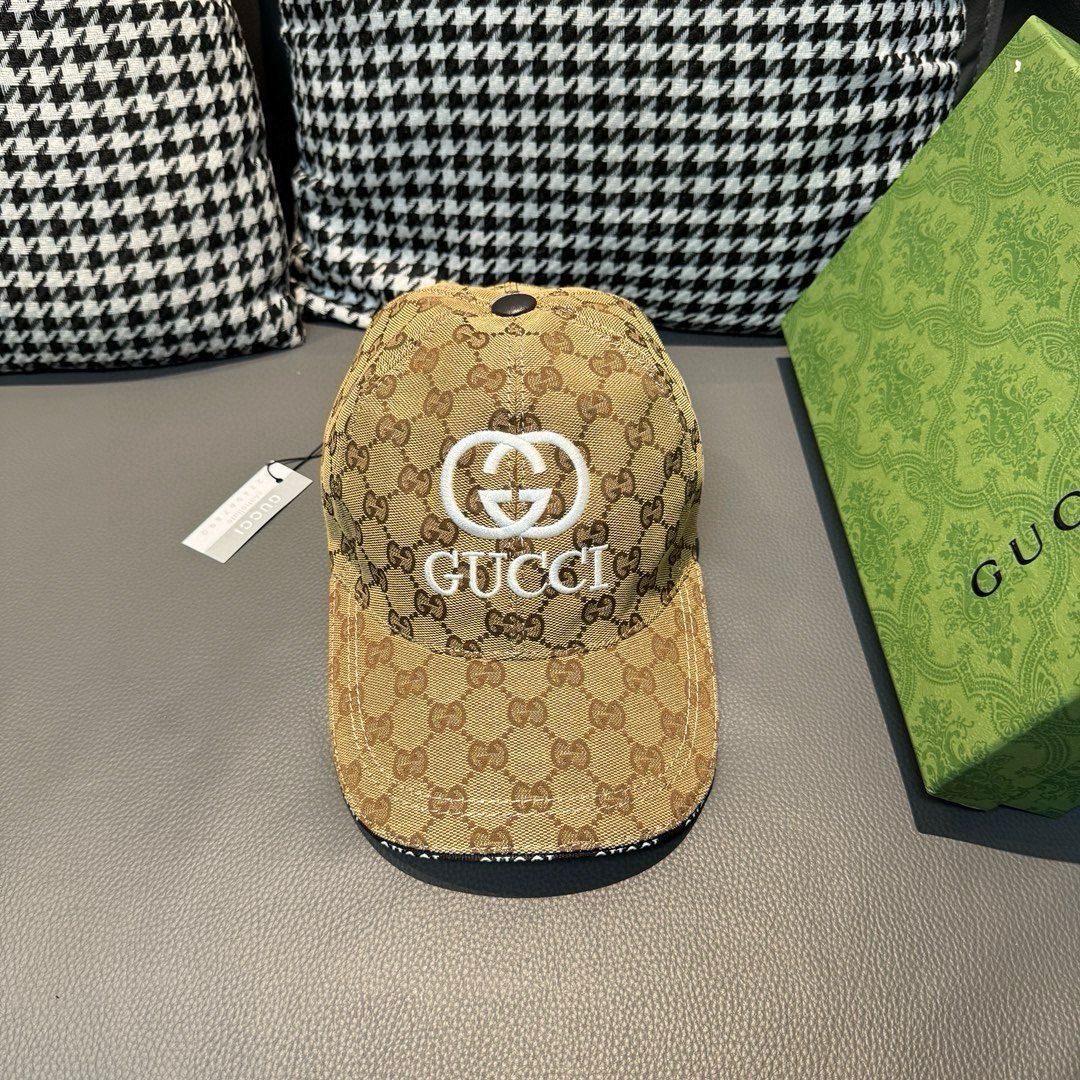 配盒子布袋Gucci古奇新款原单棒球帽GUCCI刺绣1:1开模订制重工刺绣细节可媲美专柜原版帆布料+头层