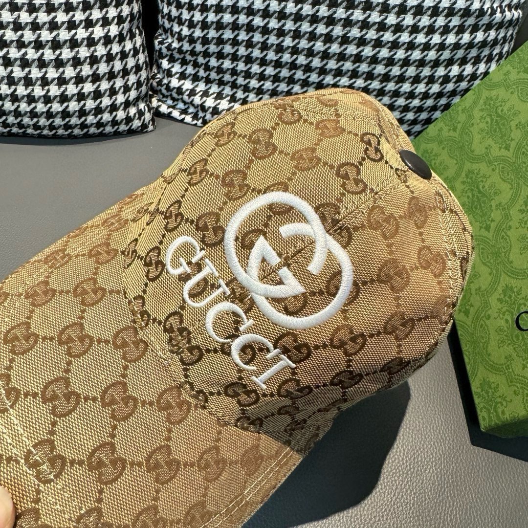 配盒子布袋Gucci古奇新款原单棒球帽GUCCI刺绣1:1开模订制重工刺绣细节可媲美专柜原版帆布料+头层