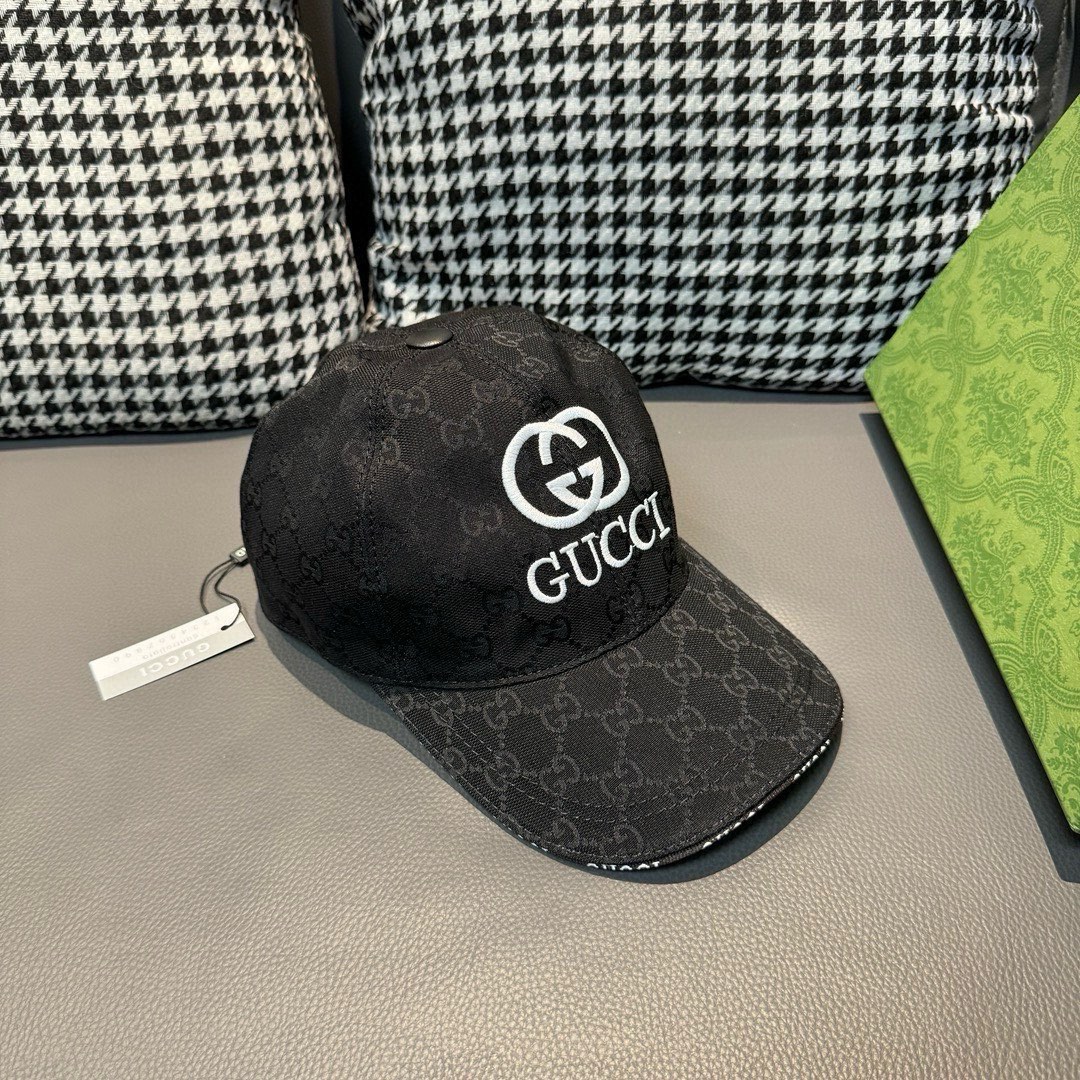 配盒子布袋Gucci古奇新款原单棒球帽GUCCI刺绣1:1开模订制重工刺绣细节可媲美专柜原版帆布料+头层