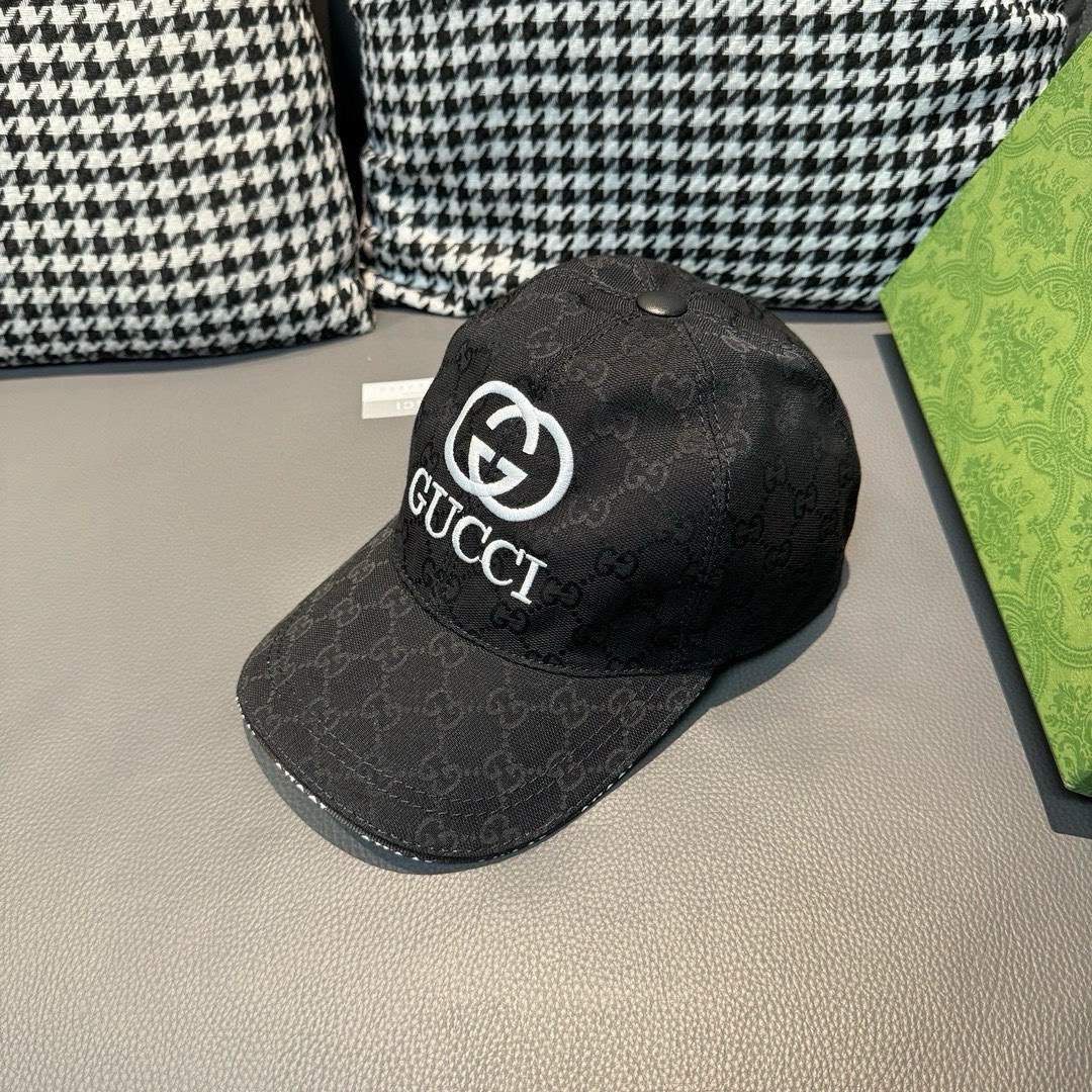 配盒子布袋Gucci古奇新款原单棒球帽GUCCI刺绣1:1开模订制重工刺绣细节可媲美专柜原版帆布料+头层