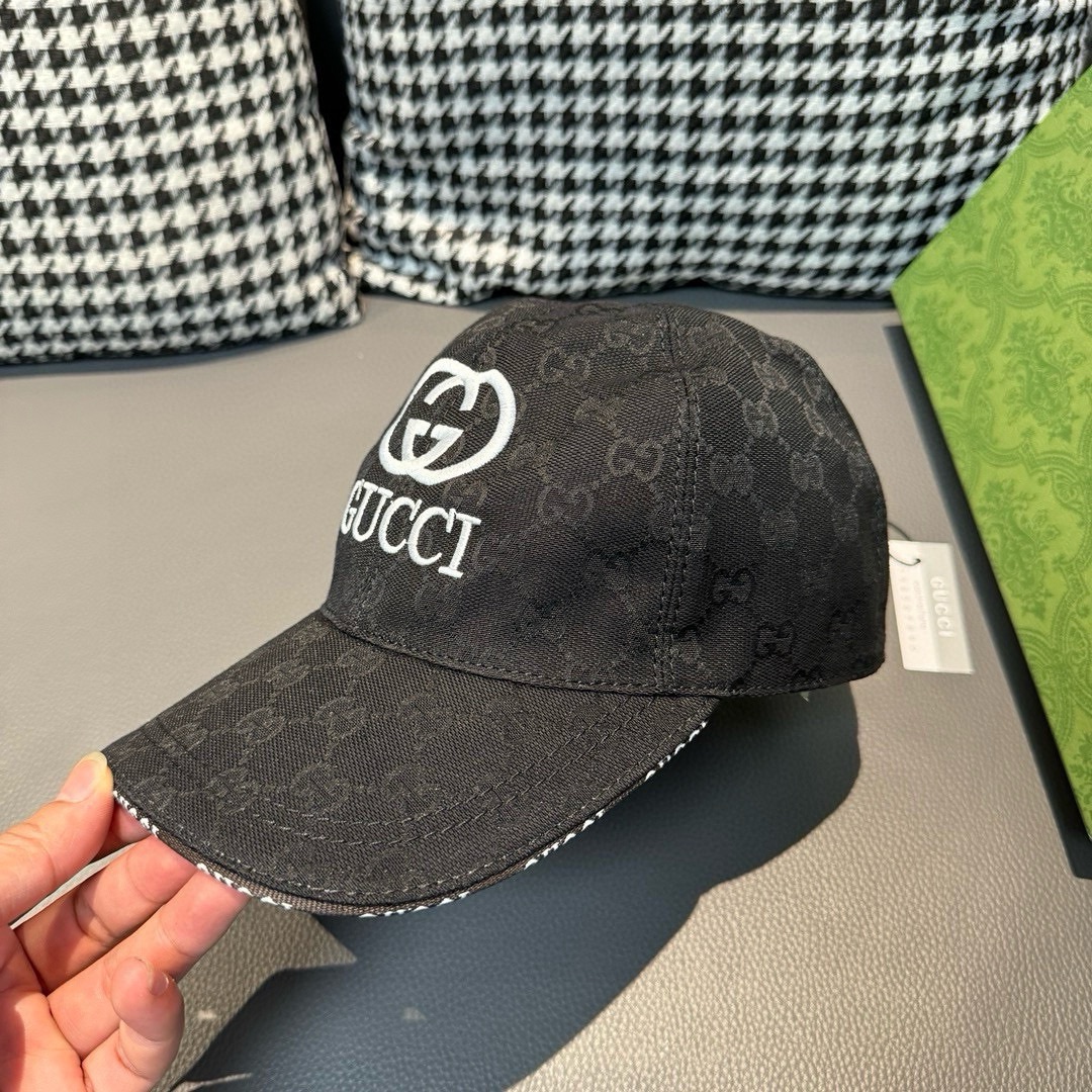 配盒子布袋Gucci古奇新款原单棒球帽GUCCI刺绣1:1开模订制重工刺绣细节可媲美专柜原版帆布料+头层