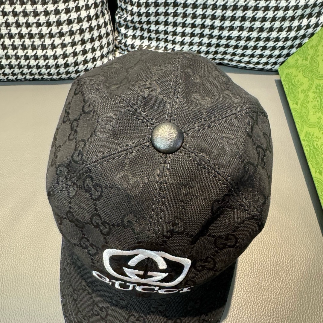 配盒子布袋Gucci古奇新款原单棒球帽GUCCI刺绣1:1开模订制重工刺绣细节可媲美专柜原版帆布料+头层