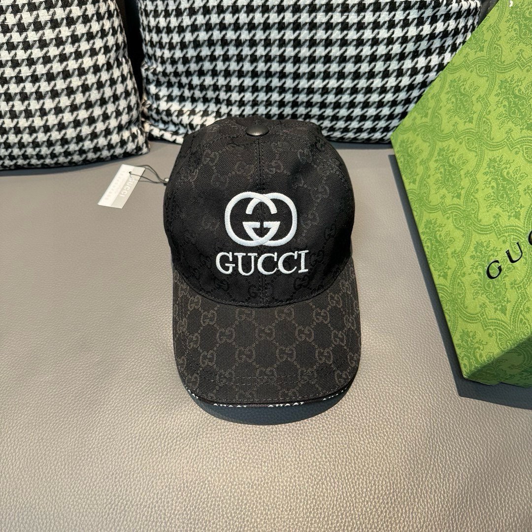 配盒子布袋Gucci古奇新款原单棒球帽GUCCI刺绣1:1开模订制重工刺绣细节可媲美专柜原版帆布料+头层