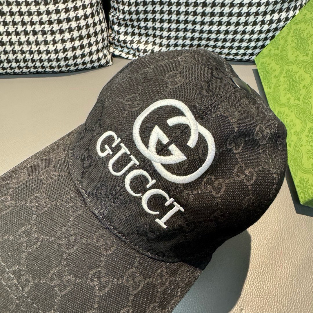 配盒子布袋Gucci古奇新款原单棒球帽GUCCI刺绣1:1开模订制重工刺绣细节可媲美专柜原版帆布料+头层