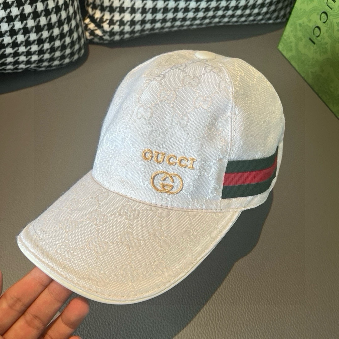 万年经典款出货！配盒子布袋Gucci古奇经典原单棒球帽金丝小刺绣专柜1:1开模订制最高版本原版帆布料+头