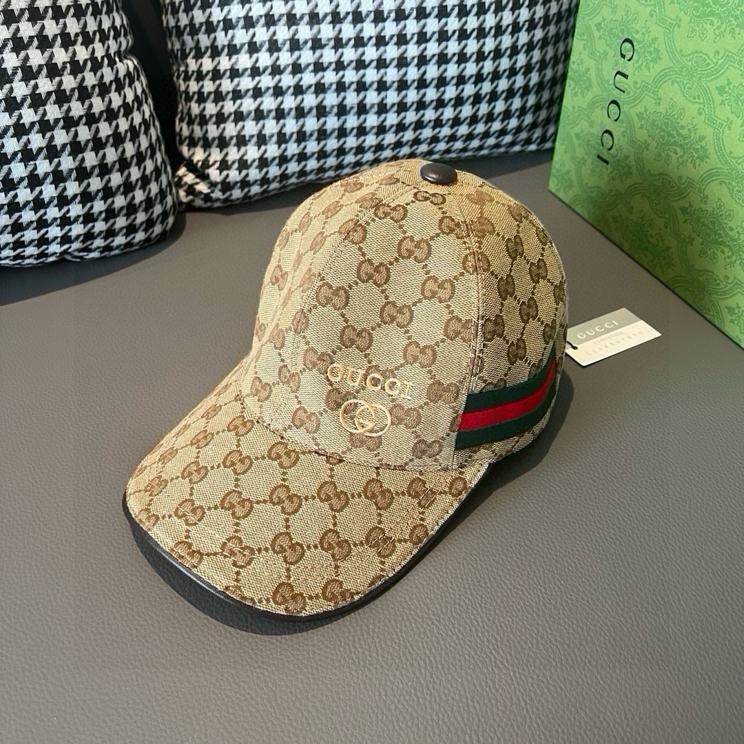 万年经典款出货！配盒子布袋Gucci古奇经典原单棒球帽金丝小刺绣专柜1:1开模订制最高版本原版帆布料+头
