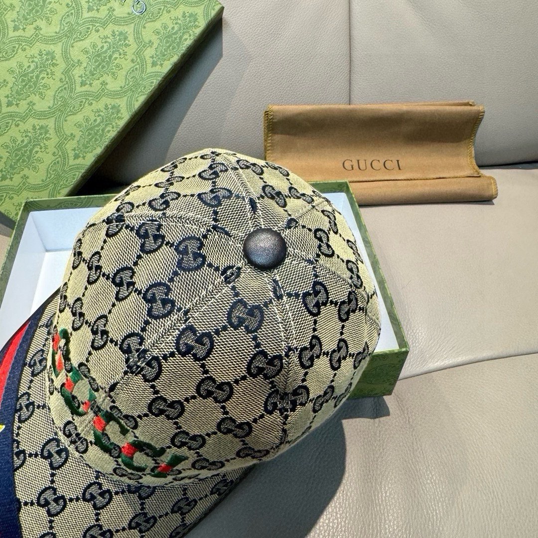 配盒子布袋Gucci古奇新款原单棒球帽1:1开模订制重工刺绣细节可媲美专柜原版帆布料+头层牛皮质量超赞！