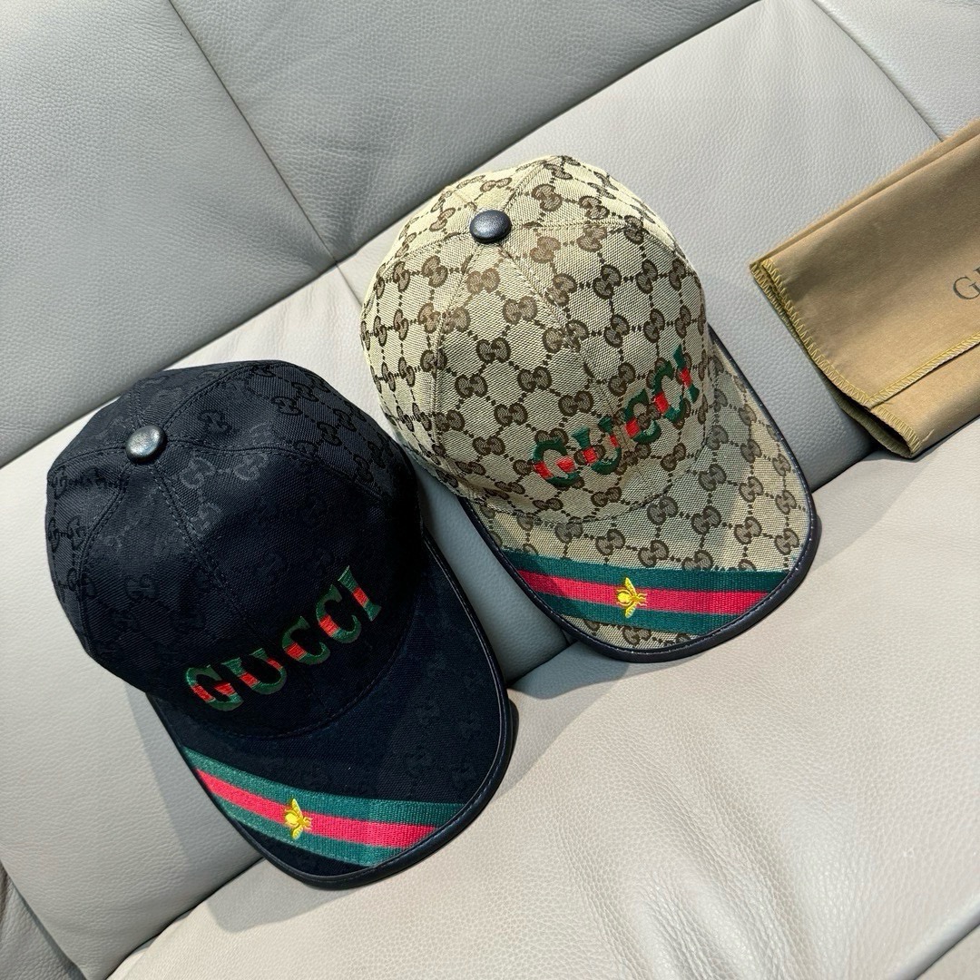 配盒子布袋Gucci古奇新款原单棒球帽1:1开模订制重工刺绣细节可媲美专柜原版帆布料+头层牛皮质量超赞！
