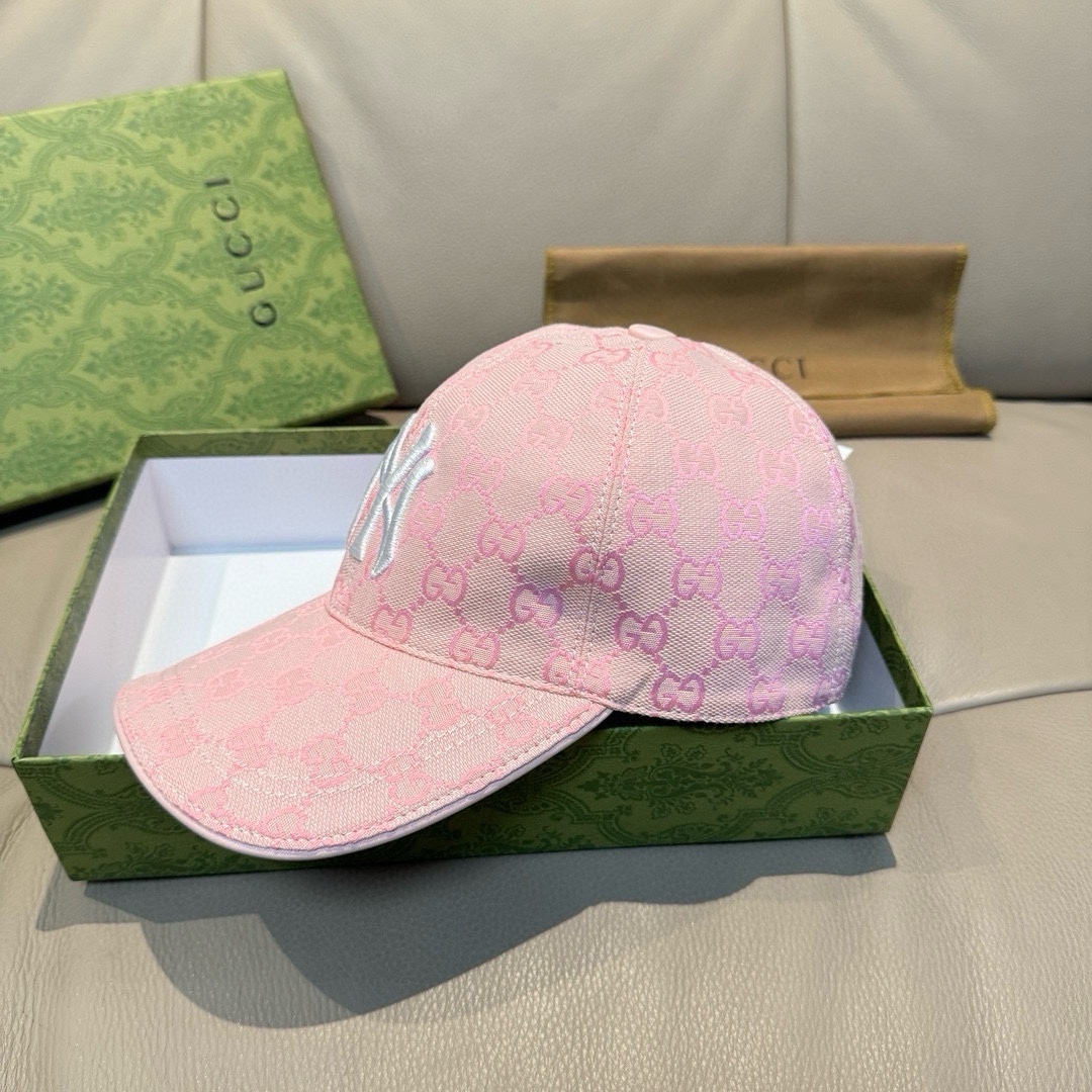 爆款全色到货NY&Gucci古奇合作款棒球帽专柜最新款NY刺绣1:1开模订制原厂透气帆布料+头层牛皮细节