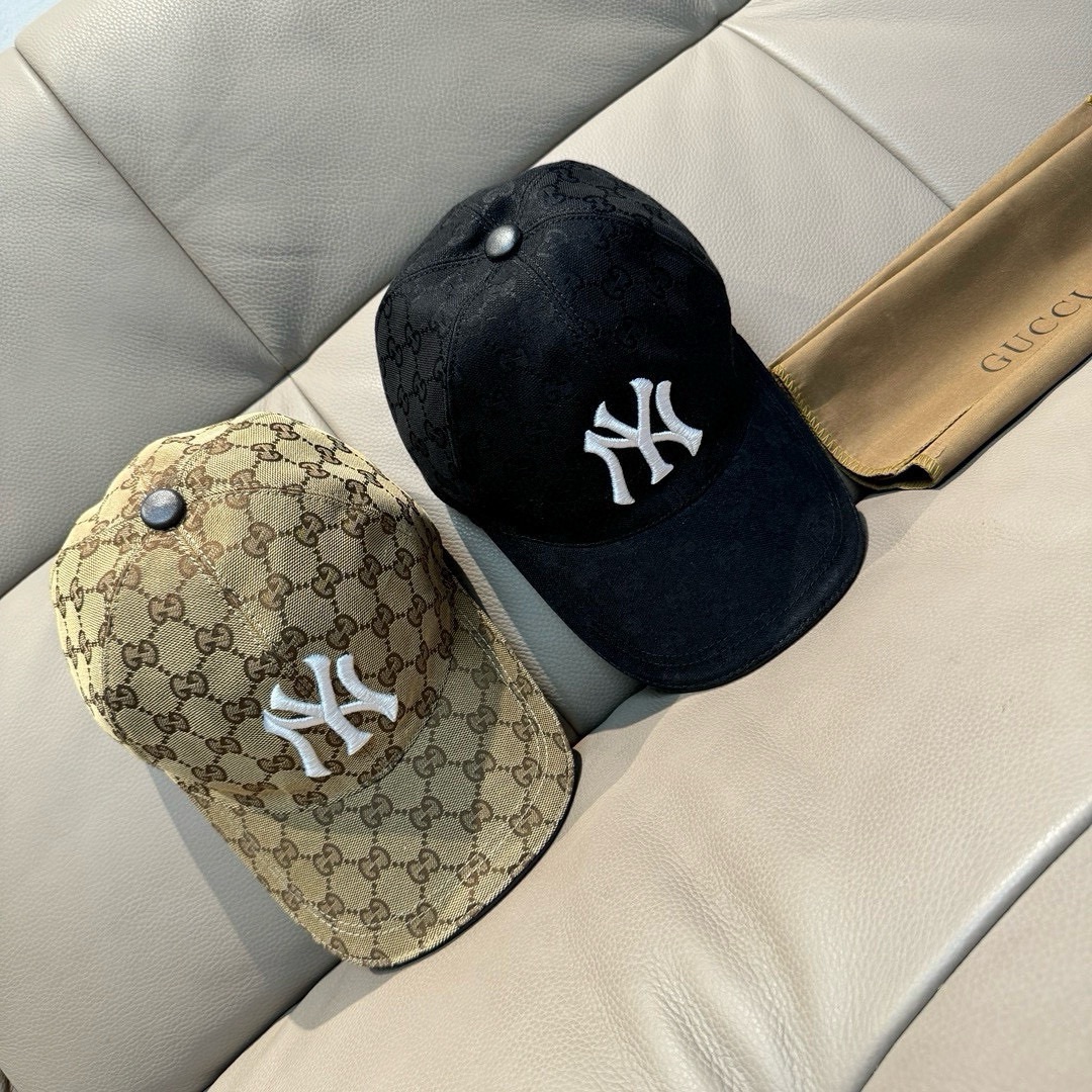 爆款全色到货NY&Gucci古奇合作款棒球帽专柜最新款NY刺绣1:1开模订制原厂透气帆布料+头层牛皮细节