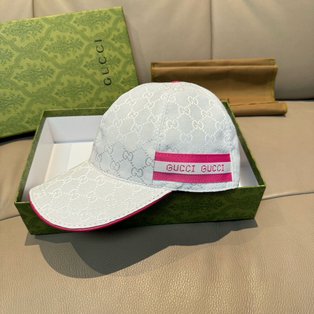 配盒子布袋Gucci古奇春夏新款原单棒球帽logo织带1:1开模订制原版帆布料+头层牛皮代购热门男女可用