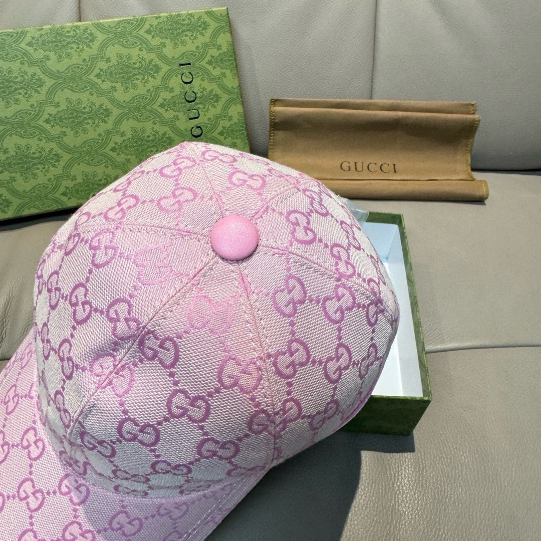 配盒子布袋Gucci古奇春夏新款原单棒球帽logo织带1:1开模订制原版帆布料+头层牛皮代购热门男女可用