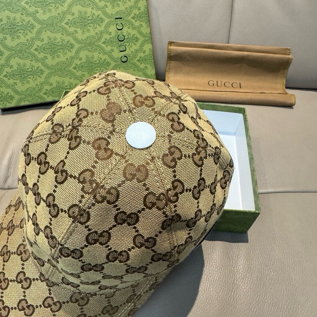 配盒子布袋Gucci古奇春夏新款原单棒球帽logo织带1:1开模订制原版帆布料+头层牛皮代购热门男女可用