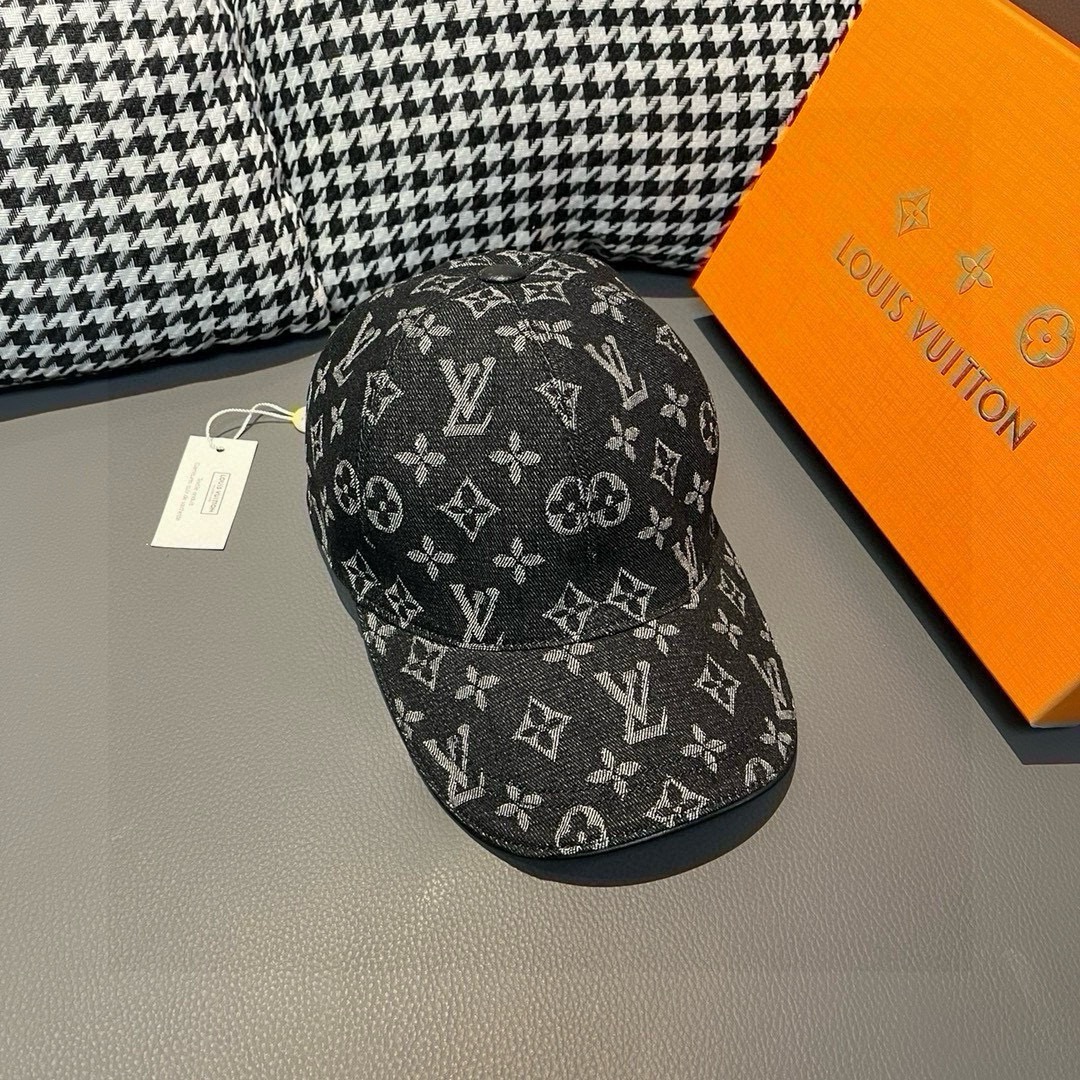 配盒子布袋LV路易威登新款原单棒球帽LV牛仔提花专柜1:1开模订制原版帆布面料+头层牛皮轻盈透气！质量超
