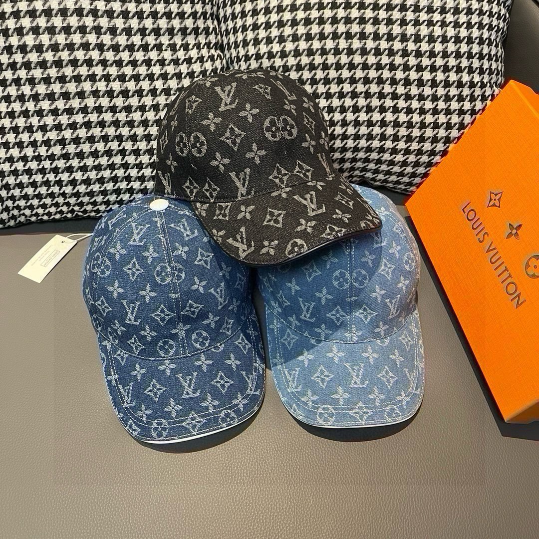 配盒子布袋LV路易威登新款原单棒球帽LV牛仔提花专柜1:1开模订制原版帆布面料+头层牛皮轻盈透气！质量超