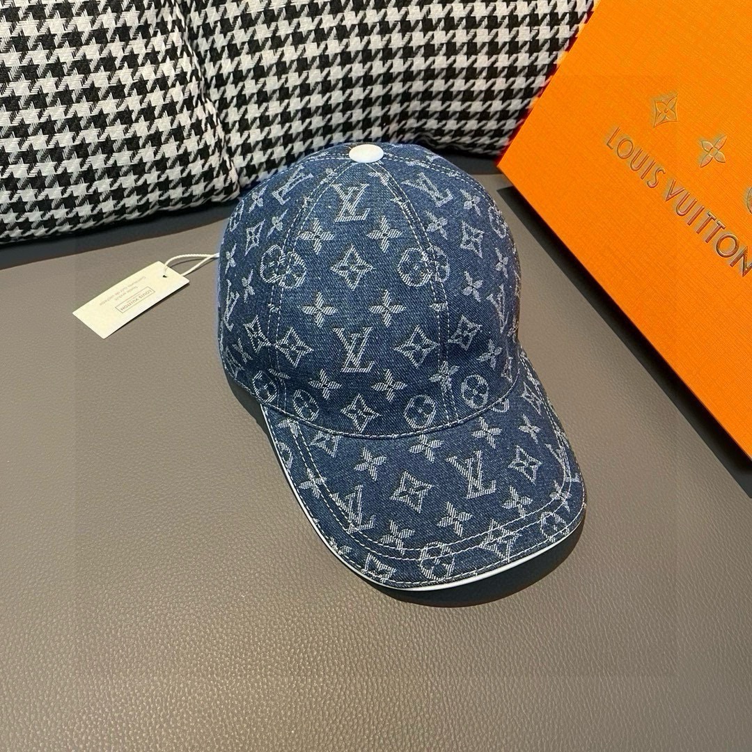 配盒子布袋LV路易威登新款原单棒球帽LV牛仔提花专柜1:1开模订制原版帆布面料+头层牛皮轻盈透气！质量超