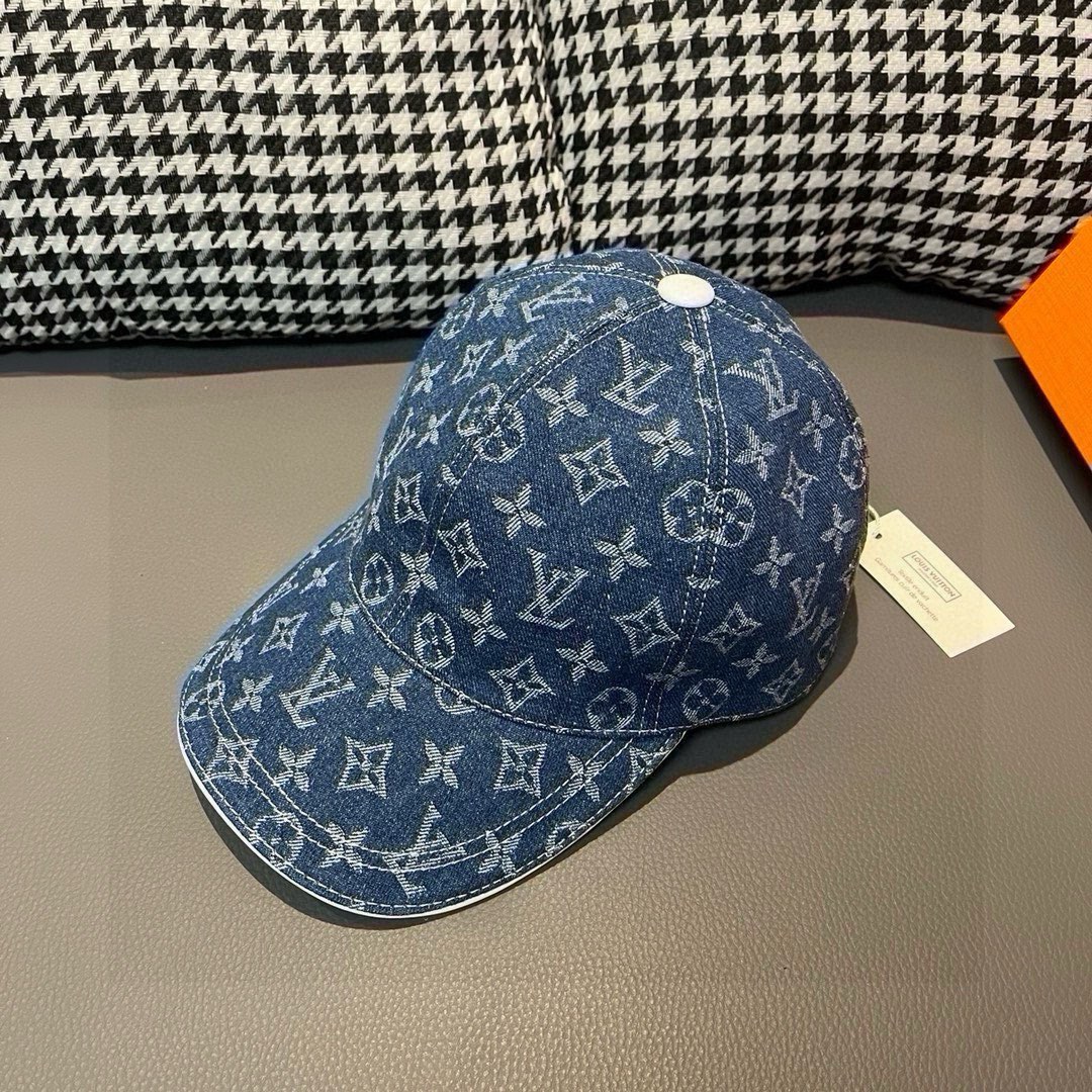 配盒子布袋LV路易威登新款原单棒球帽LV牛仔提花专柜1:1开模订制原版帆布面料+头层牛皮轻盈透气！质量超