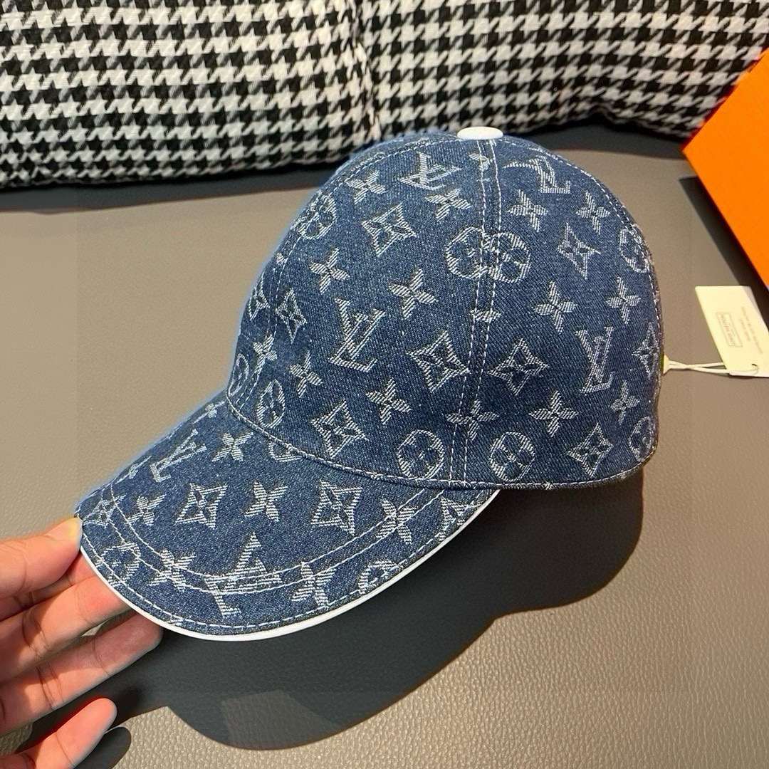 配盒子布袋LV路易威登新款原单棒球帽LV牛仔提花专柜1:1开模订制原版帆布面料+头层牛皮轻盈透气！质量超