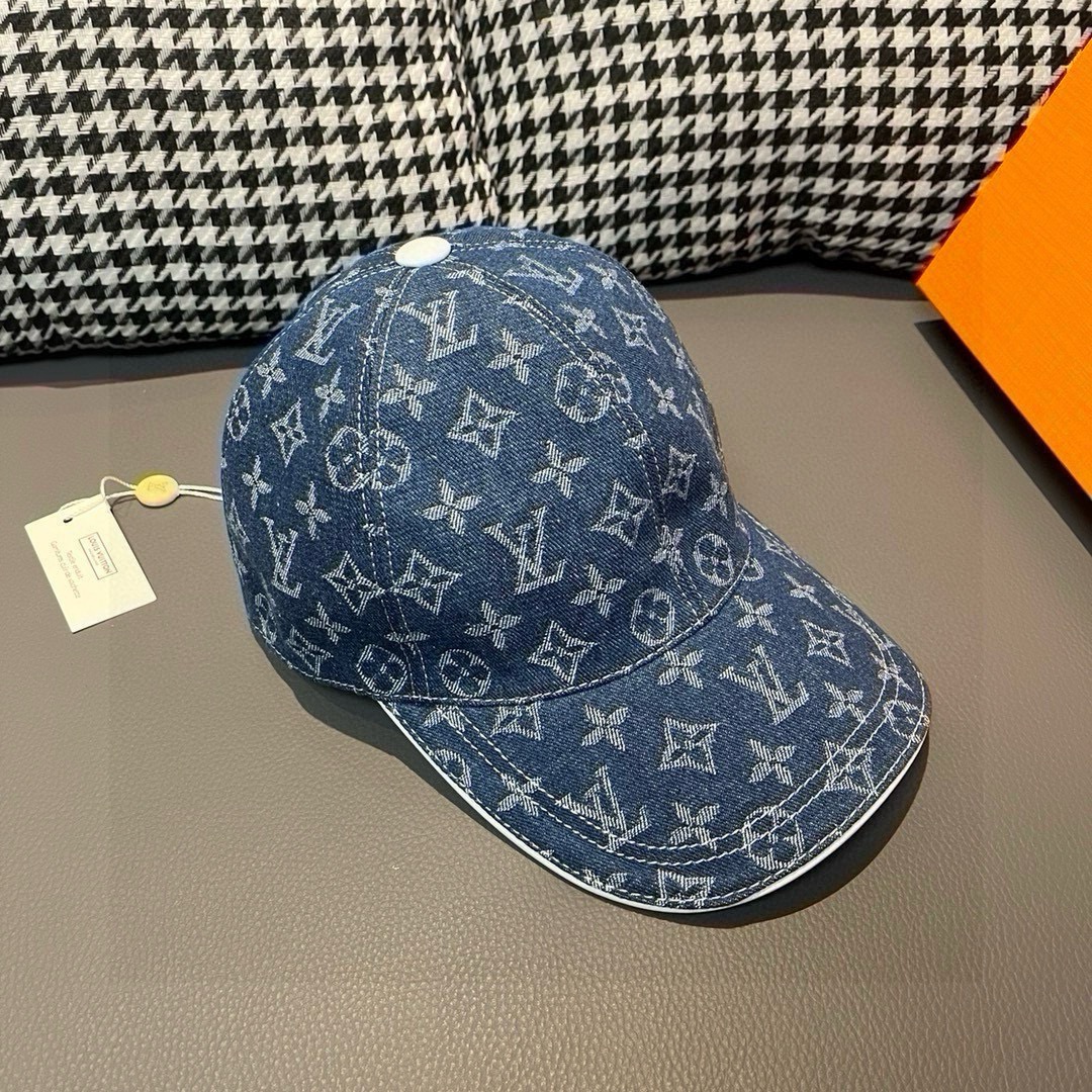 配盒子布袋LV路易威登新款原单棒球帽LV牛仔提花专柜1:1开模订制原版帆布面料+头层牛皮轻盈透气！质量超