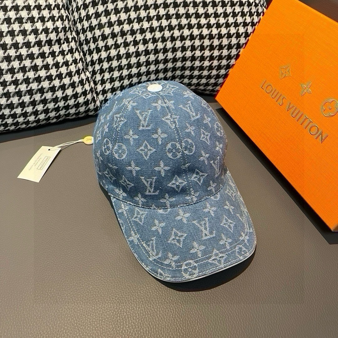 配盒子布袋LV路易威登新款原单棒球帽LV牛仔提花专柜1:1开模订制原版帆布面料+头层牛皮轻盈透气！质量超