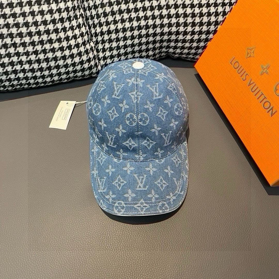 配盒子布袋LV路易威登新款原单棒球帽LV牛仔提花专柜1:1开模订制原版帆布面料+头层牛皮轻盈透气！质量超