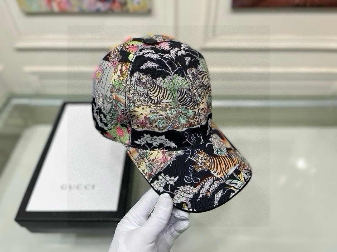 配盒子布袋Gucci古奇新款原单棒球帽丛林猛虎专柜1:1开模订制原版帆布料+头层牛皮纯棉内里轻盈透气！质
