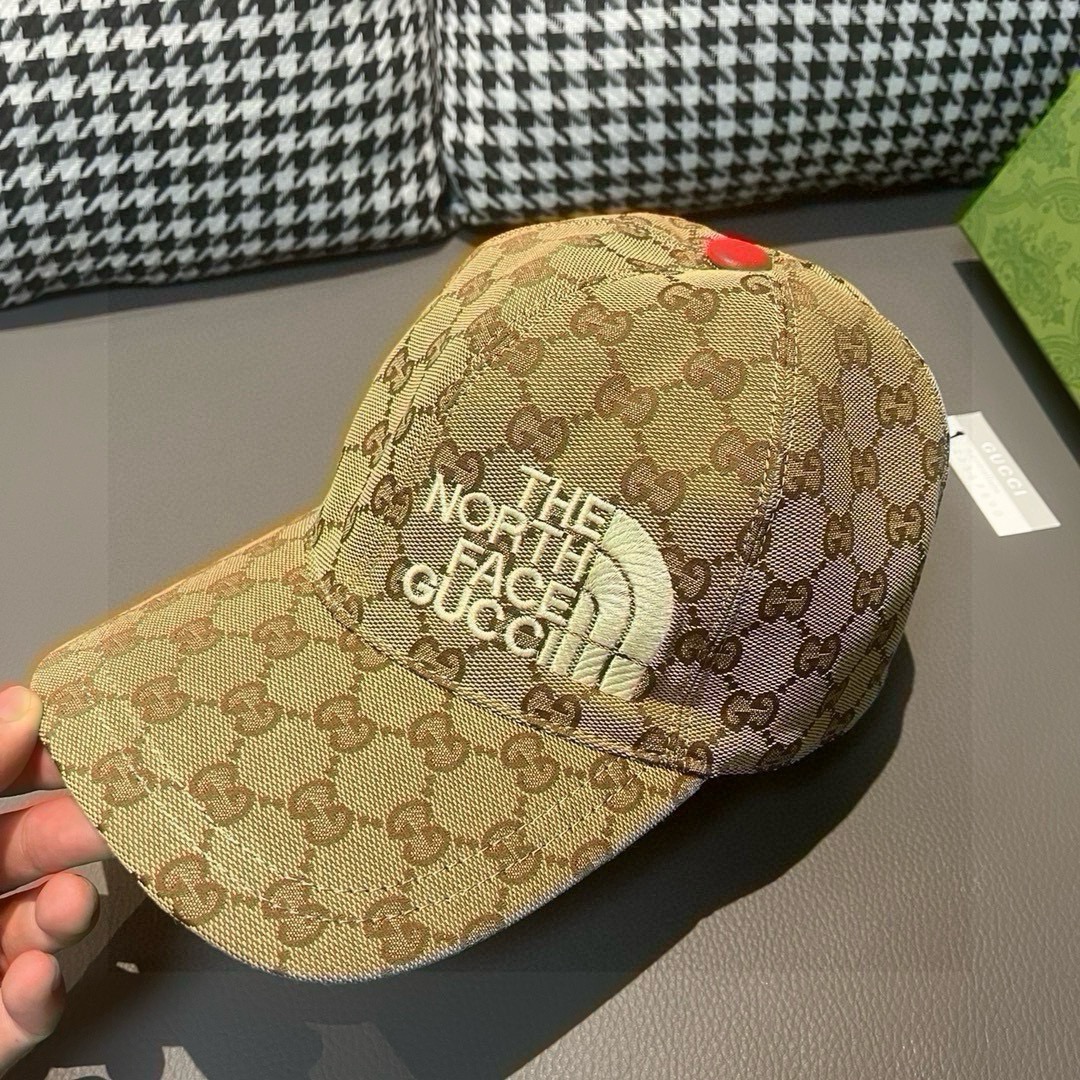 配盒子布袋Gucci古奇新款原单棒球帽北面刺绣！专柜1:1进口帆布+头层牛皮代购热门男女可用百搭款质量超