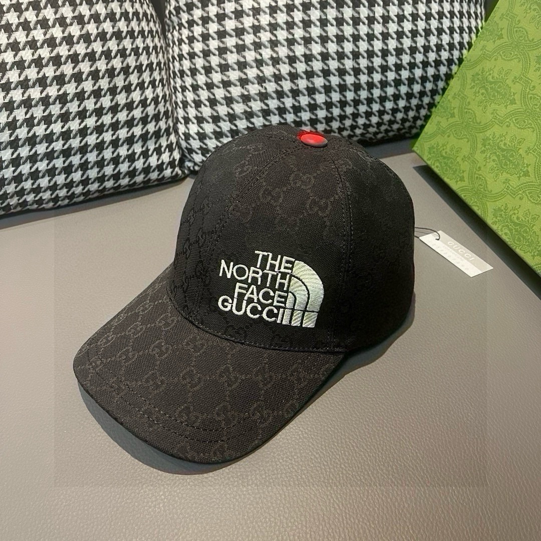 配盒子布袋Gucci古奇新款原单棒球帽北面刺绣！专柜1:1进口帆布+头层牛皮代购热门男女可用百搭款质量超