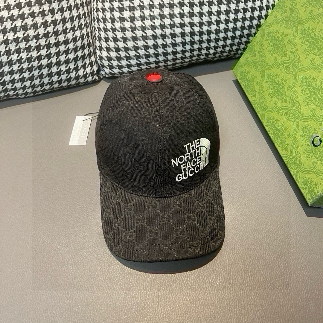 配盒子布袋Gucci古奇新款原单棒球帽北面刺绣！专柜1:1进口帆布+头层牛皮代购热门男女可用百搭款质量超