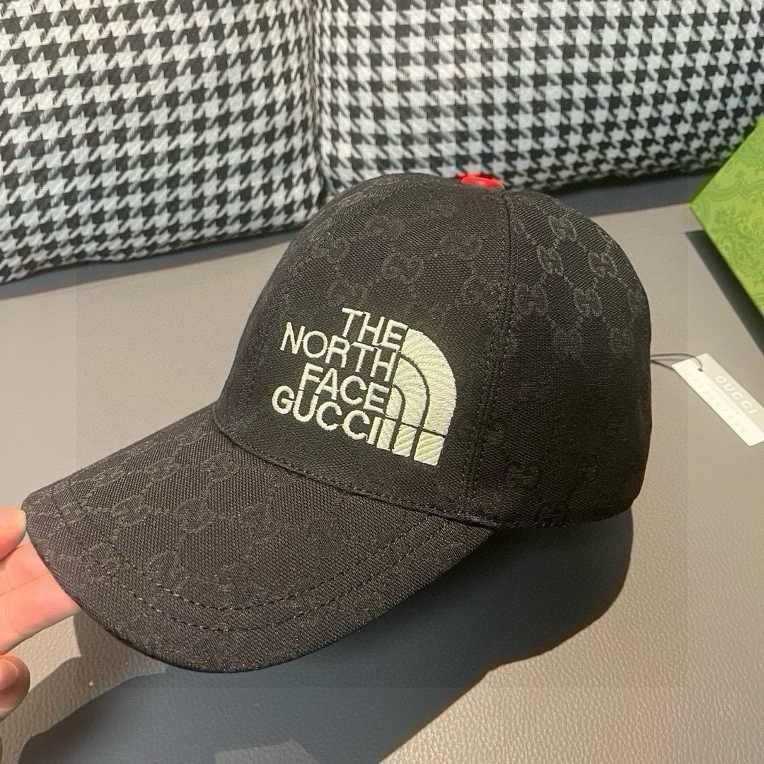 配盒子布袋Gucci古奇新款原单棒球帽北面刺绣！专柜1:1进口帆布+头层牛皮代购热门男女可用百搭款质量超