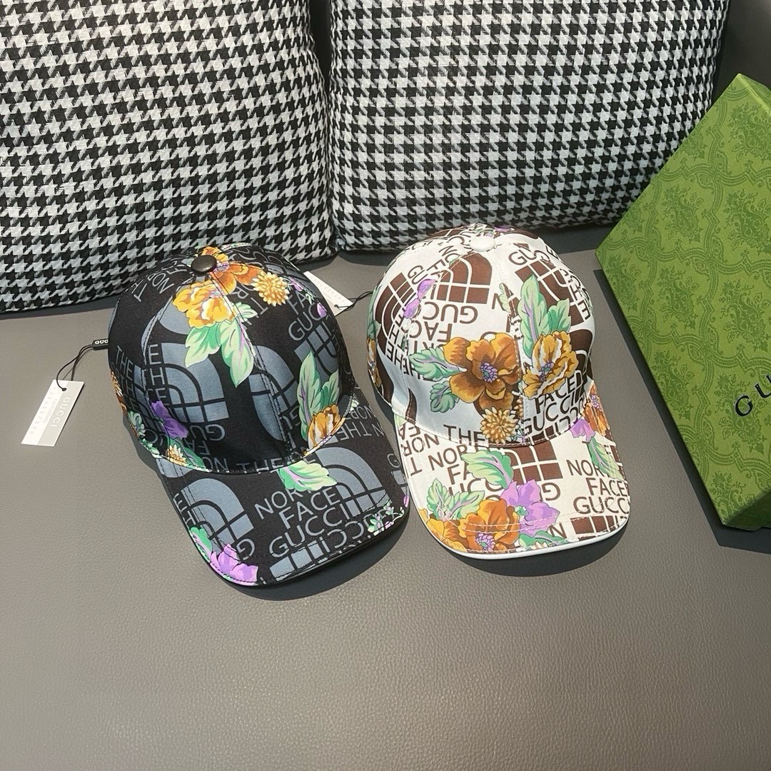 配盒子布袋Gucci古奇新款原单棒球帽Gucci北面印花专柜1:1进口帆布+头层牛皮代购热门男女可用百搭