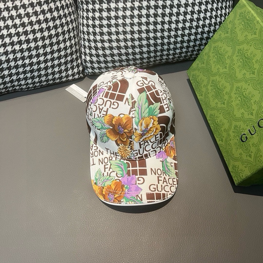 配盒子布袋Gucci古奇新款原单棒球帽Gucci北面印花专柜1:1进口帆布+头层牛皮代购热门男女可用百搭