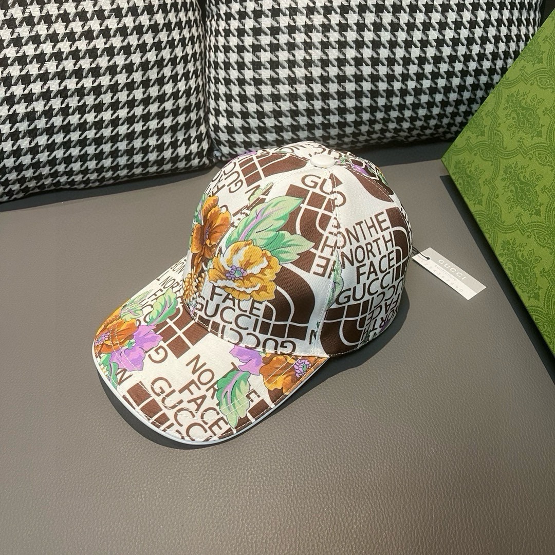 配盒子布袋Gucci古奇新款原单棒球帽Gucci北面印花专柜1:1进口帆布+头层牛皮代购热门男女可用百搭