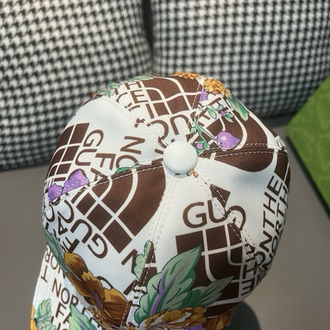 配盒子布袋Gucci古奇新款原单棒球帽Gucci北面印花专柜1:1进口帆布+头层牛皮代购热门男女可用百搭