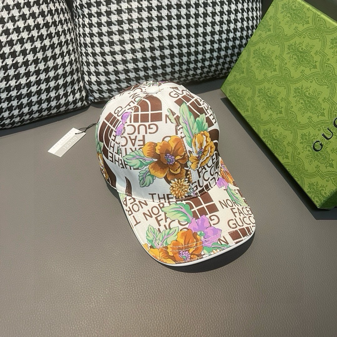 配盒子布袋Gucci古奇新款原单棒球帽Gucci北面印花专柜1:1进口帆布+头层牛皮代购热门男女可用百搭