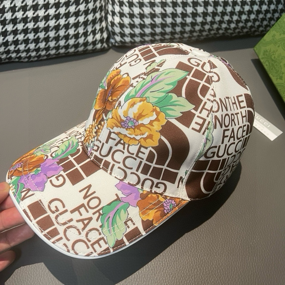配盒子布袋Gucci古奇新款原单棒球帽Gucci北面印花专柜1:1进口帆布+头层牛皮代购热门男女可用百搭