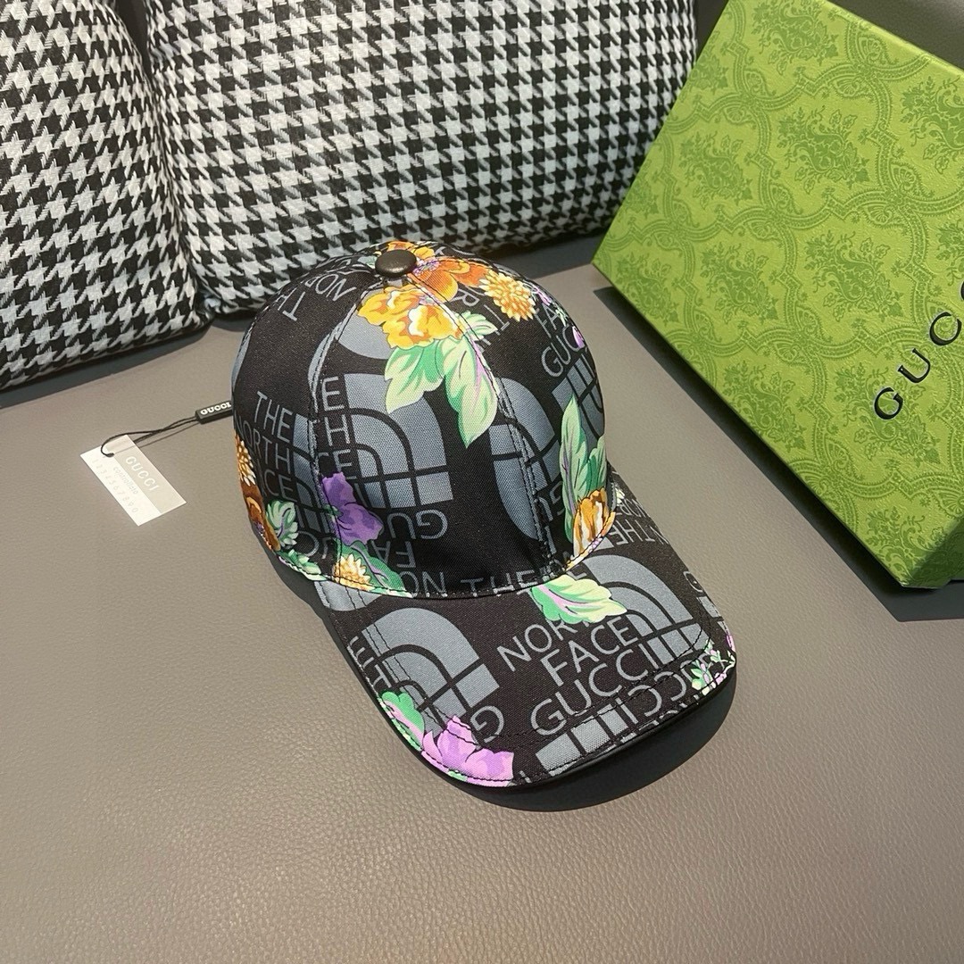 配盒子布袋Gucci古奇新款原单棒球帽Gucci北面印花专柜1:1进口帆布+头层牛皮代购热门男女可用百搭