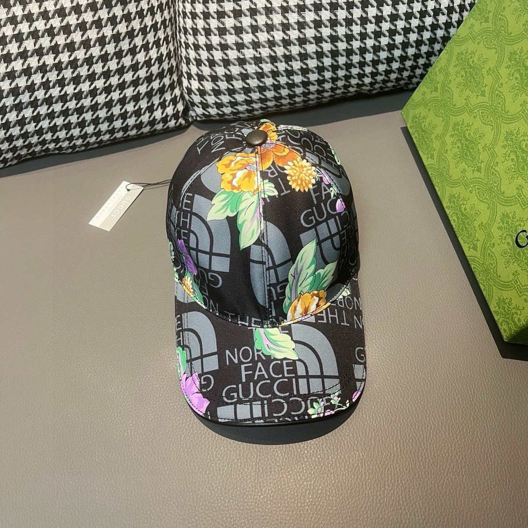 配盒子布袋Gucci古奇新款原单棒球帽Gucci北面印花专柜1:1进口帆布+头层牛皮代购热门男女可用百搭