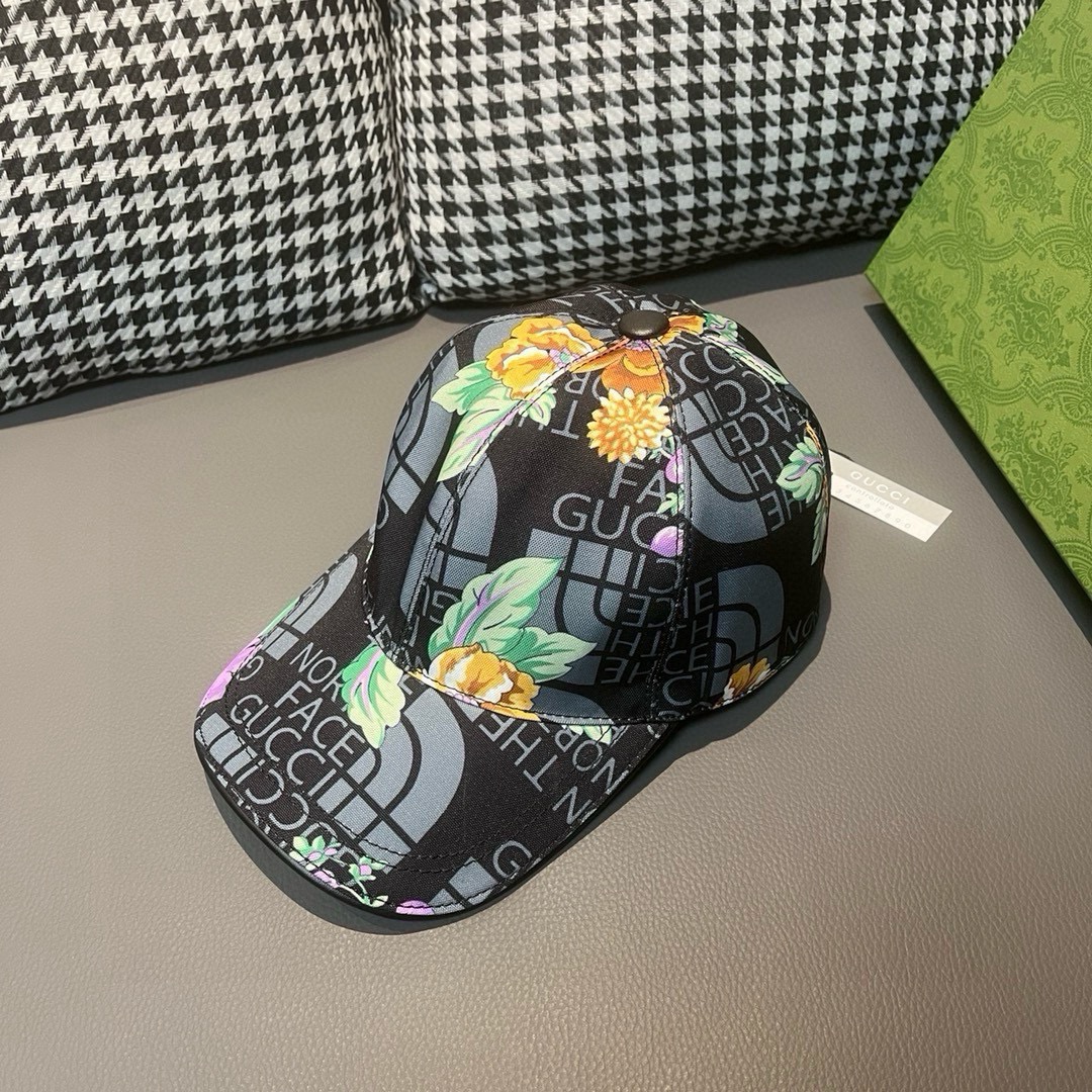 配盒子布袋Gucci古奇新款原单棒球帽Gucci北面印花专柜1:1进口帆布+头层牛皮代购热门男女可用百搭