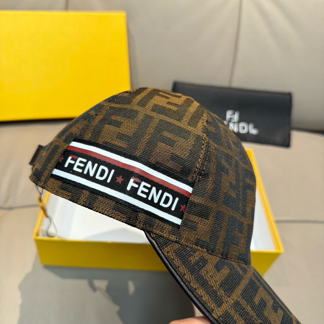 配盒子布袋Fendi芬迪新款原单棒球帽双F提花专柜常年热卖款口碑极佳1:1开模订制原版提花帆布料+头层牛